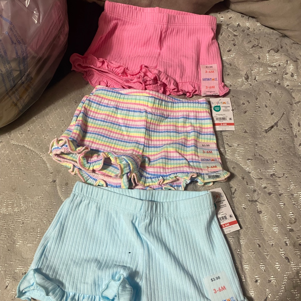 Garanimals Pink, Striped, And Blue Kids Shorts- Set Of 3 Pairs